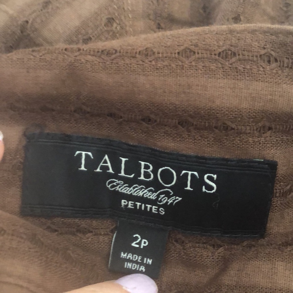 Talbots Brown Cotton Striped Lace maxi skirt lined side hidden zipper Size 2P - Picture 6 of 8